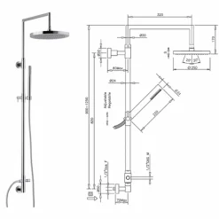 Colonna Doccia in Ottone Cromato con Doccetta in Abs Made in Italy - Selvio