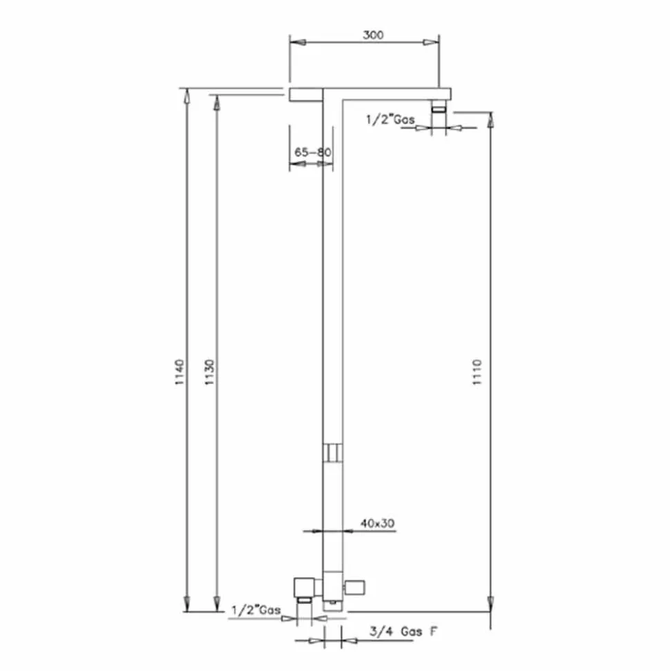 Colonna Doccia in Ottone Cromato con Soffione in Acciaio Made in Italy - Marlo