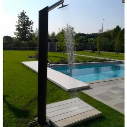 Colonna Doccia Solare da Giardino in Acciaio Inox Nero Made in Italy - Werner