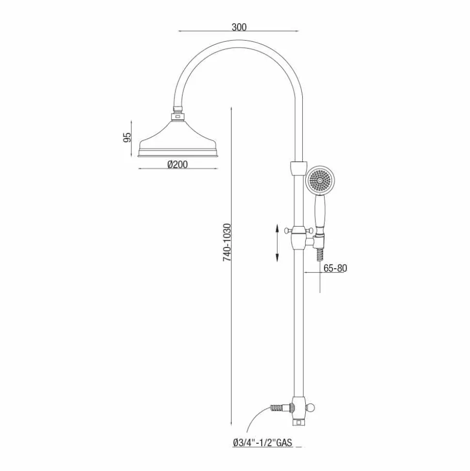 Colonna Doccia Telescopica in Ottone Design Classico Made in Italy - Nesto