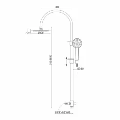 Colonna Doccia Telescopica in Ottone con Soffione Rotondo Made in Italy - Lenio
