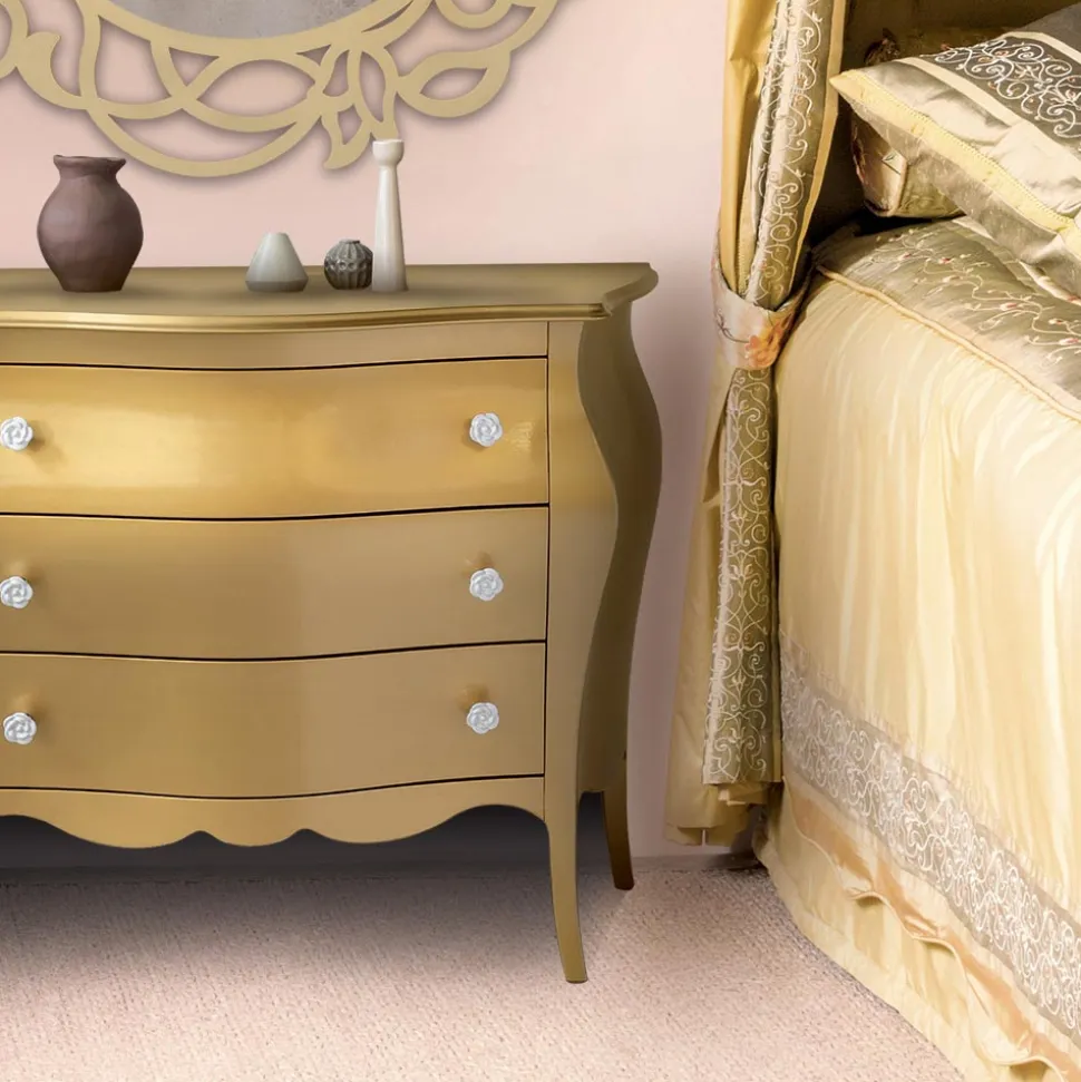 Comò Bombato con 3 Cassetti in Diverse Finiture Made in Italy - Gamad