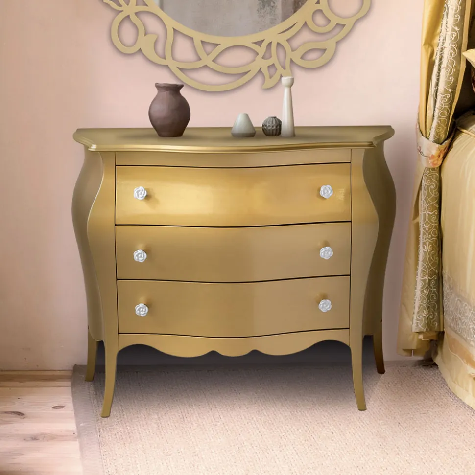 Comò Bombato con 3 Cassetti in Diverse Finiture Made in Italy - Gamad