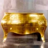 Comò 3 cassetti in legno massello oro design, made in Italy, Giotto