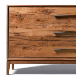 Comò 3 cassetti noce design moderno, l.131xp.55xh.80 cm, Sandro