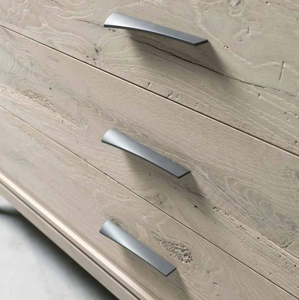 Comò 3 cassetti noce design moderno, l.131xp.55xh.80 cm, Sandro