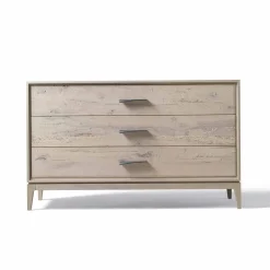 Comò 3 cassetti noce design moderno, l.131xp.55xh.80 cm, Sandro