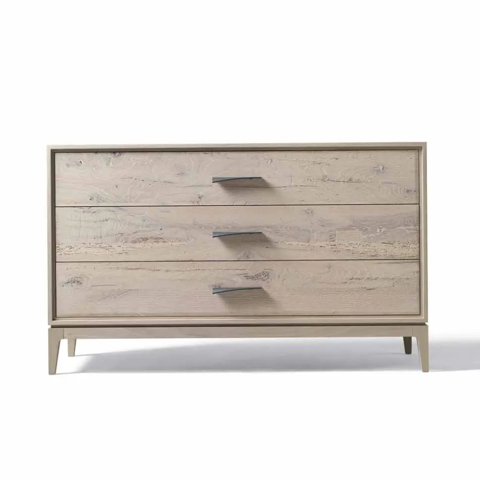 Comò 3 cassetti noce design moderno, l.131xp.55xh.80 cm, Sandro