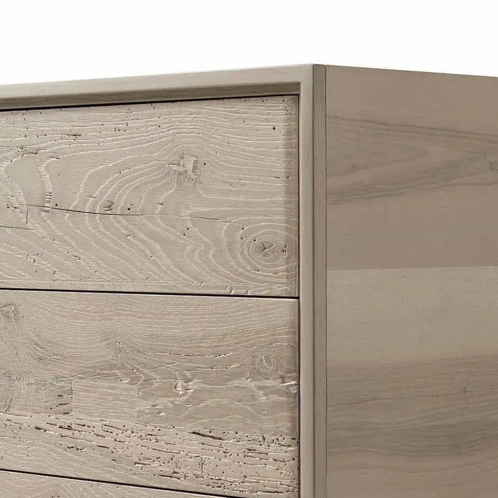 Comò 3 cassetti noce design moderno, l.131xp.55xh.80 cm, Sandro