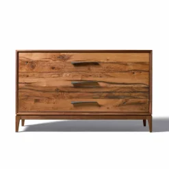 Comò 3 cassetti noce design moderno, l.131xp.55xh.80 cm, Sandro