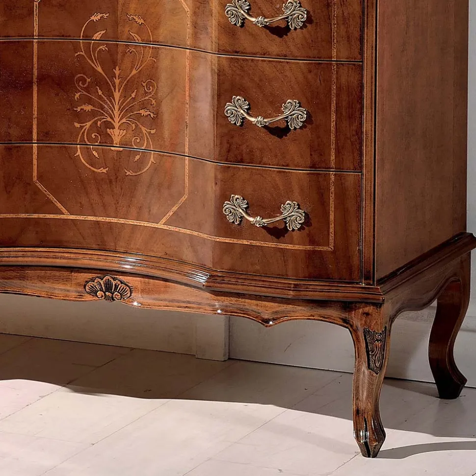 Comò Classico con 8 Cassetti in Legno Noce Bassano Made in Italy - Luxury