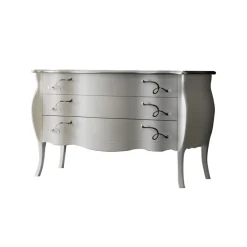 Comò con 3 Cassetti in Listellare di Tiglio Bianco Perla Made in Italy - Babaevo