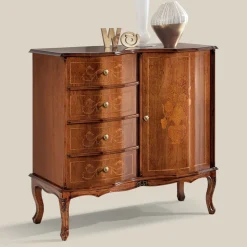 Comò di Stile Classico con 1 Anta e 4 Cassetti Made in Italy - Elegant