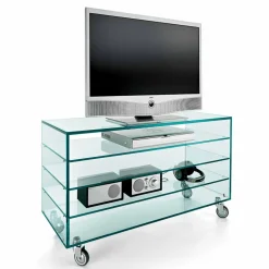 Comò in Vetro Extrachiaro con Sei Cassetti in Legno Bianco Made in Italy – Ganzo