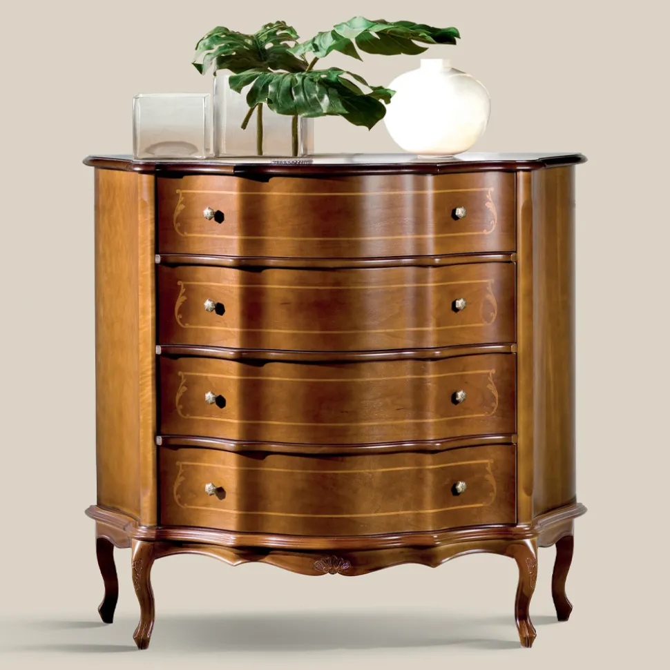 Comò 3 o 4 Cassetti in Legno Intarsiato di Lusso Made in Italy - Leonor