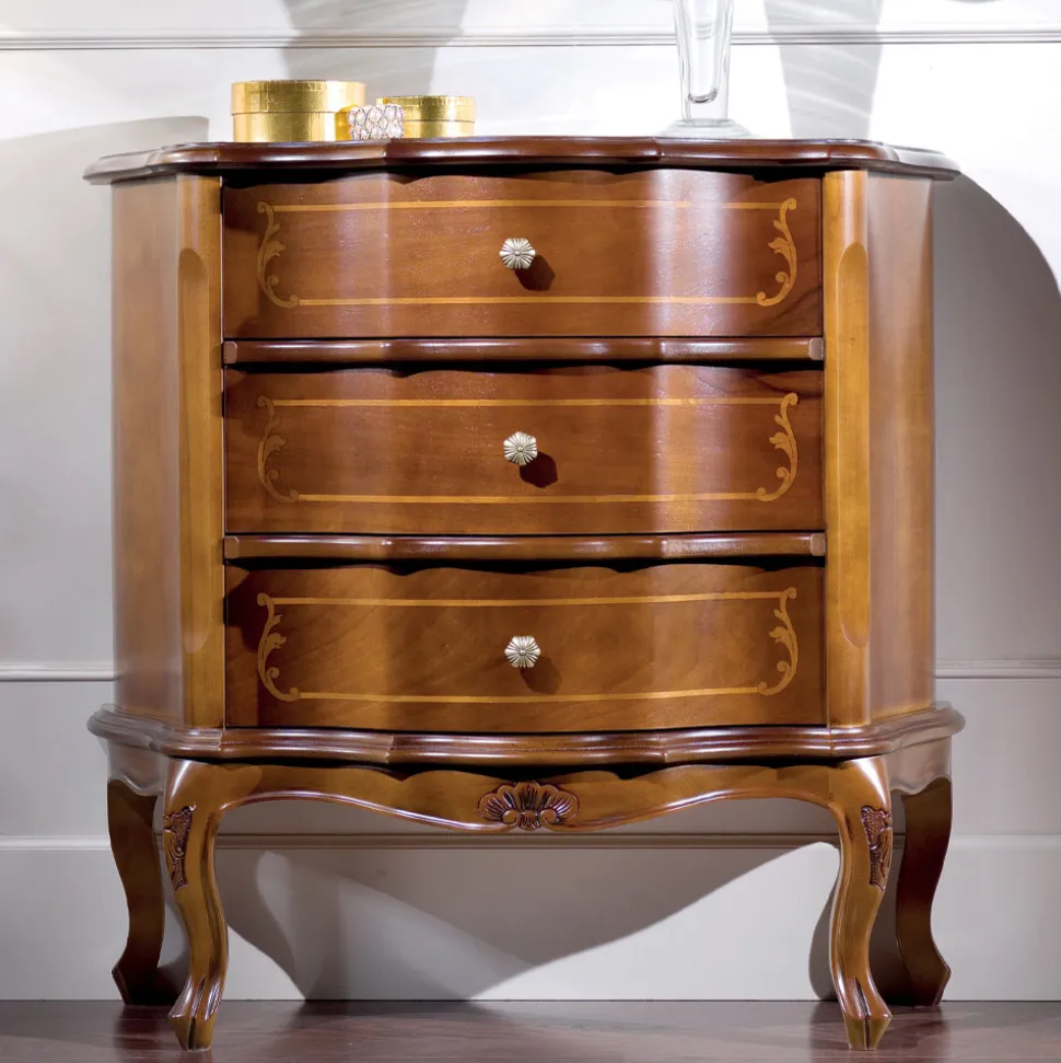 Comò 3 o 4 Cassetti in Legno Intarsiato di Lusso Made in Italy - Leonor