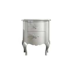 Comodino Bianco Perla a Rilievo con Maniglie Cromate Made in Italy - Berlino