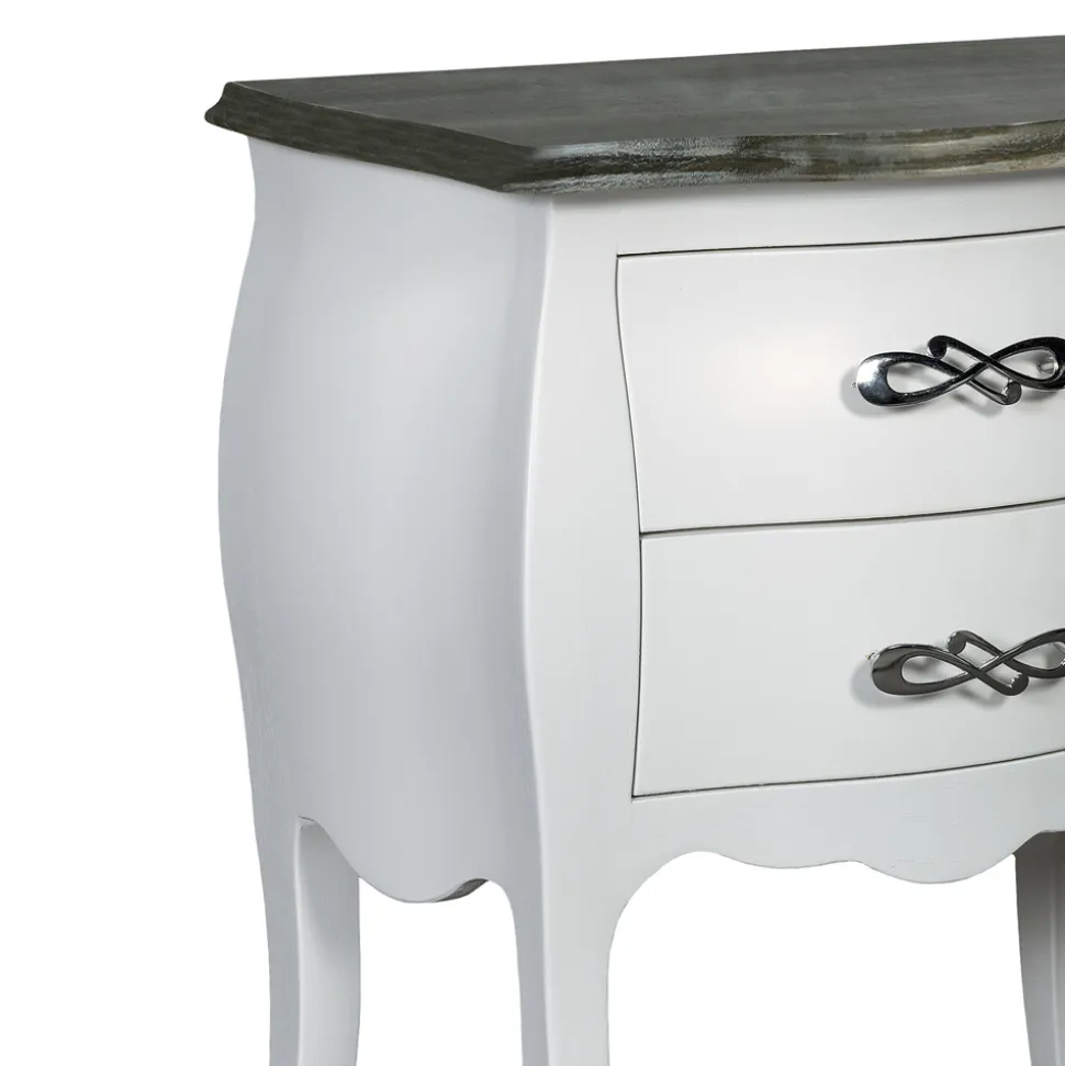 Comodino Bicolore Cipria e Bianco Consumato Made in Italy - Mantis