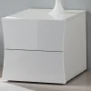 Comodino Camera da Letto 2 Cassetti Legno Bianco Design ad Arco - Sabine