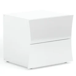 Comodino Camera da Letto 2 Cassetti Legno Bianco Design ad Arco - Sabine
