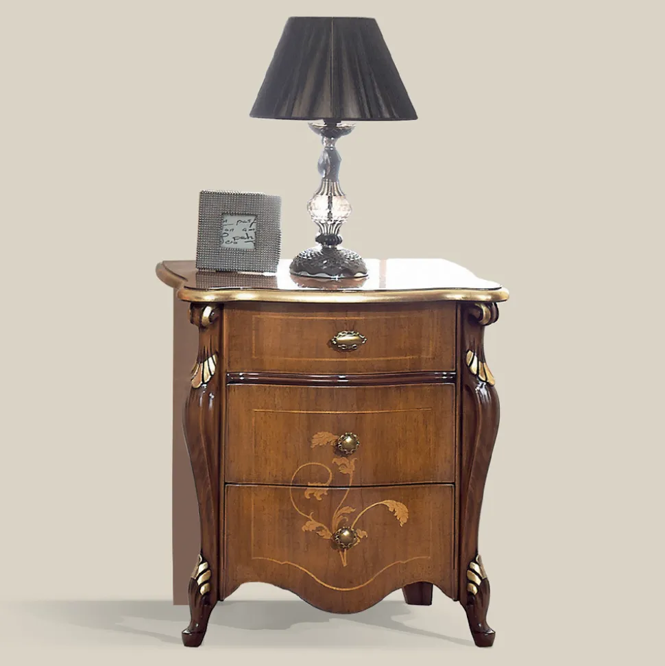 Comodino Classico 3 Cassetti di Lusso Legno Noce Made in Italy - Cambrige