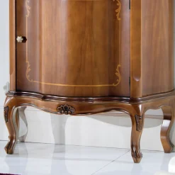 Comodino Classico Legno Intarsiato Anta e Cassetto Made in Italy - Leonor
