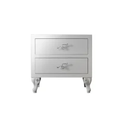 Comodino con 2 Cassetti in Finitura Bianco Perla Made in Italy - Bacau