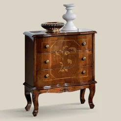 Comodino con 3 Cassetti in Legno di Noce Bassano Made in Italy - Luxury