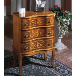 Comodino con Cassetti in Legno di Noce o Bianco Made in Italy - Elegant
