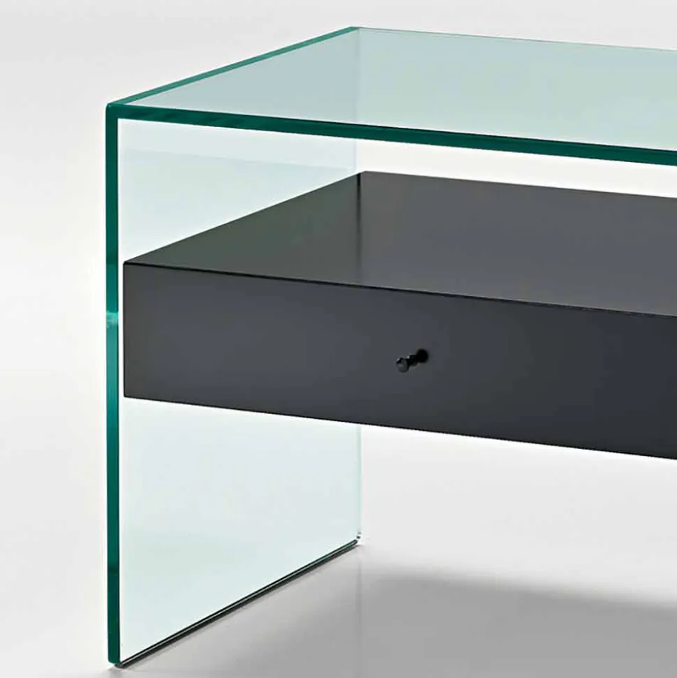 Comodino di Design Moderno in Vetro Extrachiaro Made in Italy– Segreto
