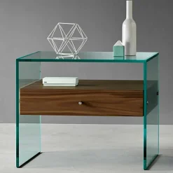 Comodino di Design Moderno in Vetro Extrachiaro Made in Italy– Segreto