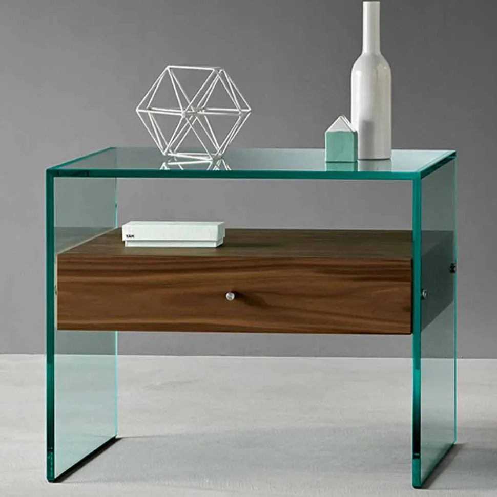Comodino di Design Moderno in Vetro Extrachiaro Made in Italy– Segreto
