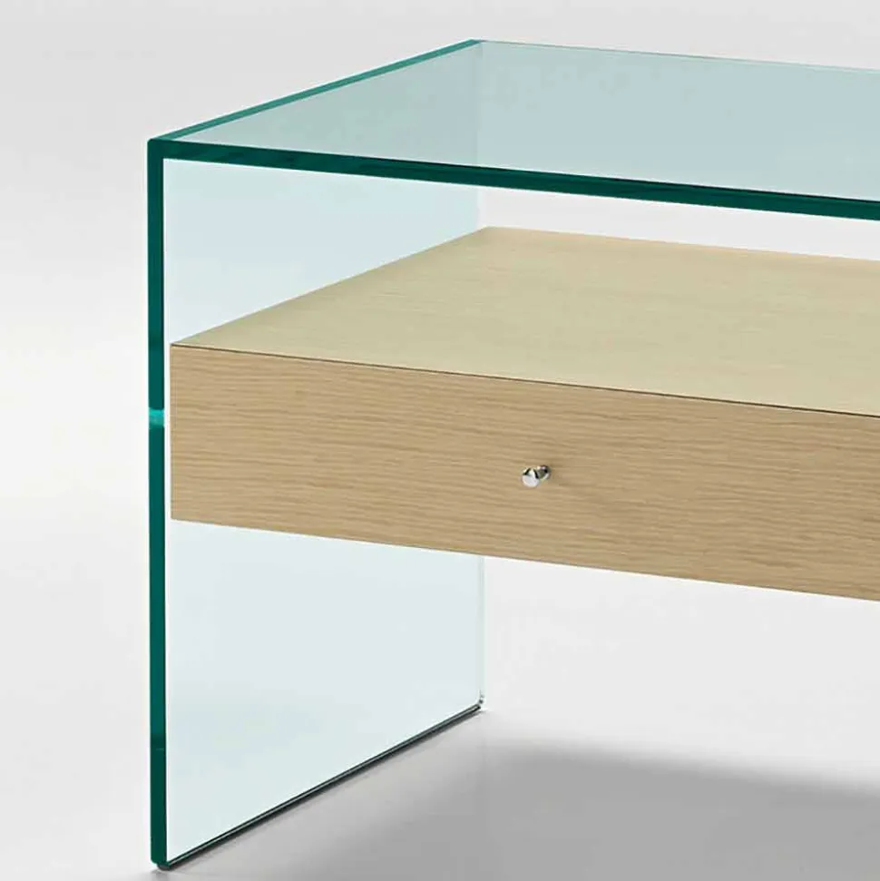 Comodino di Design Moderno in Vetro Extrachiaro Made in Italy– Segreto