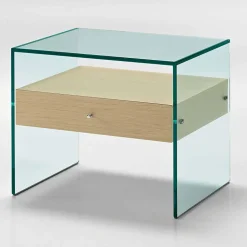 Comodino di Design Moderno in Vetro Extrachiaro Made in Italy– Segreto