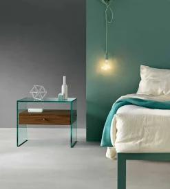 Comodino di Design Moderno in Vetro Extrachiaro Made in Italy– Segreto