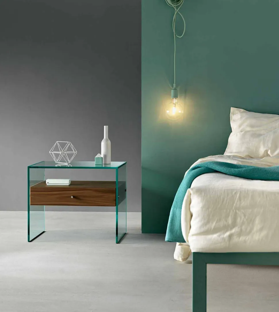Comodino di Design Moderno in Vetro Extrachiaro Made in Italy– Segreto