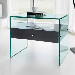 Comodino di Design Moderno in Vetro Extrachiaro Made in Italy– Segreto
