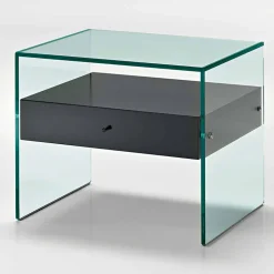 Comodino di Design Moderno in Vetro Extrachiaro Made in Italy– Segreto