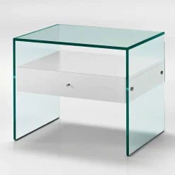 Comodino di Design Moderno in Vetro Extrachiaro Made in Italy– Segreto