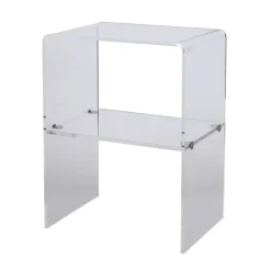 Comodino in Cristallo Acrilico Trasparente con Ripiano Design - Minervo