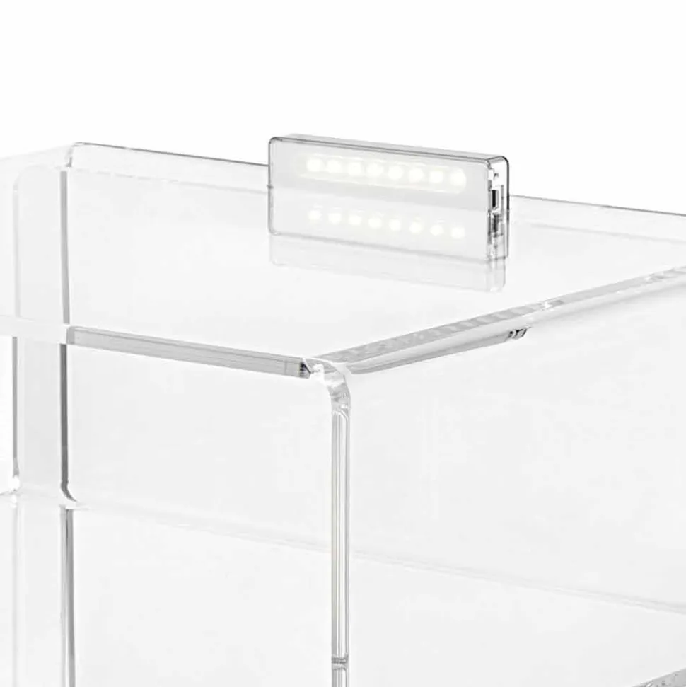 Comodino trasparente con luce LED illuminabile al tocco Adelia