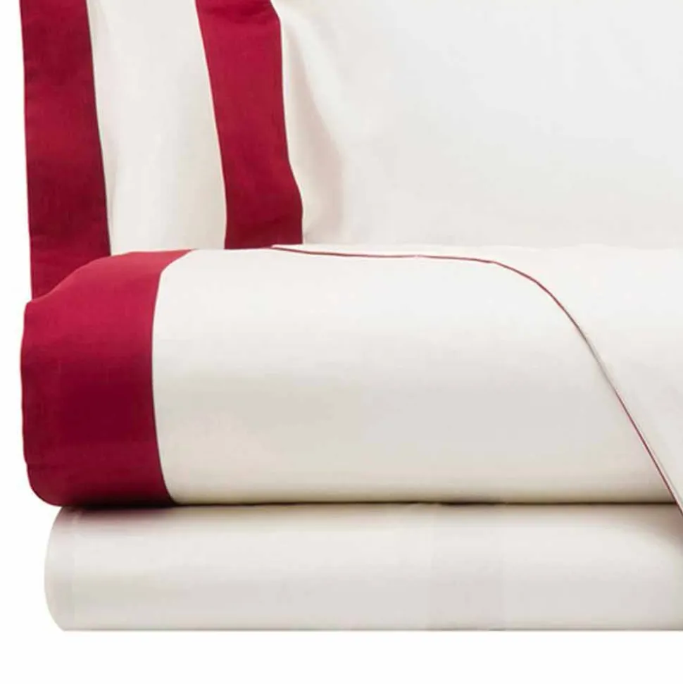 Completo Lenzuola da Letto Matrimoniale in Raso con Bordi Colorati - Giacinto