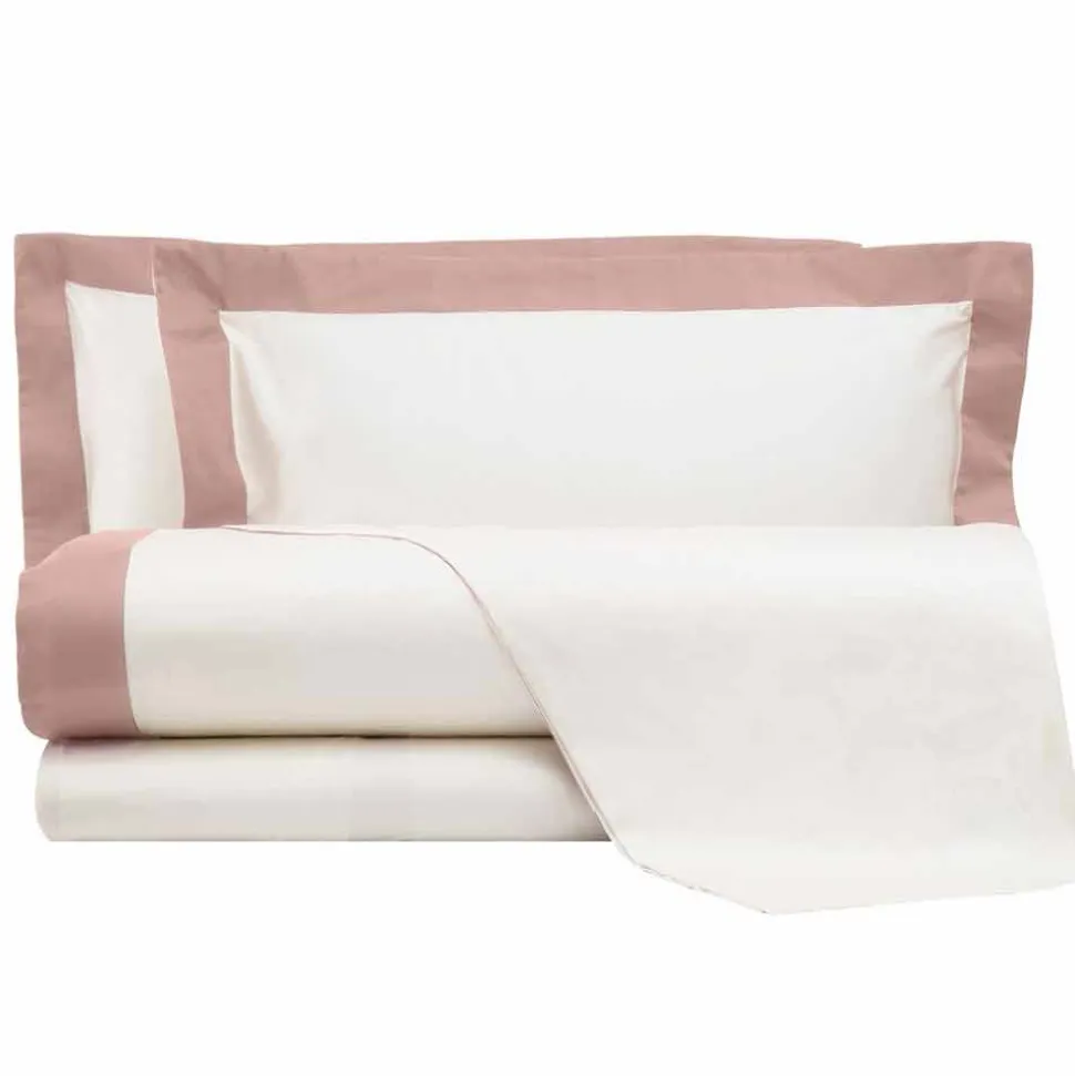 Completo Lenzuola da Letto Matrimoniale in Raso con Bordi Colorati - Giacinto