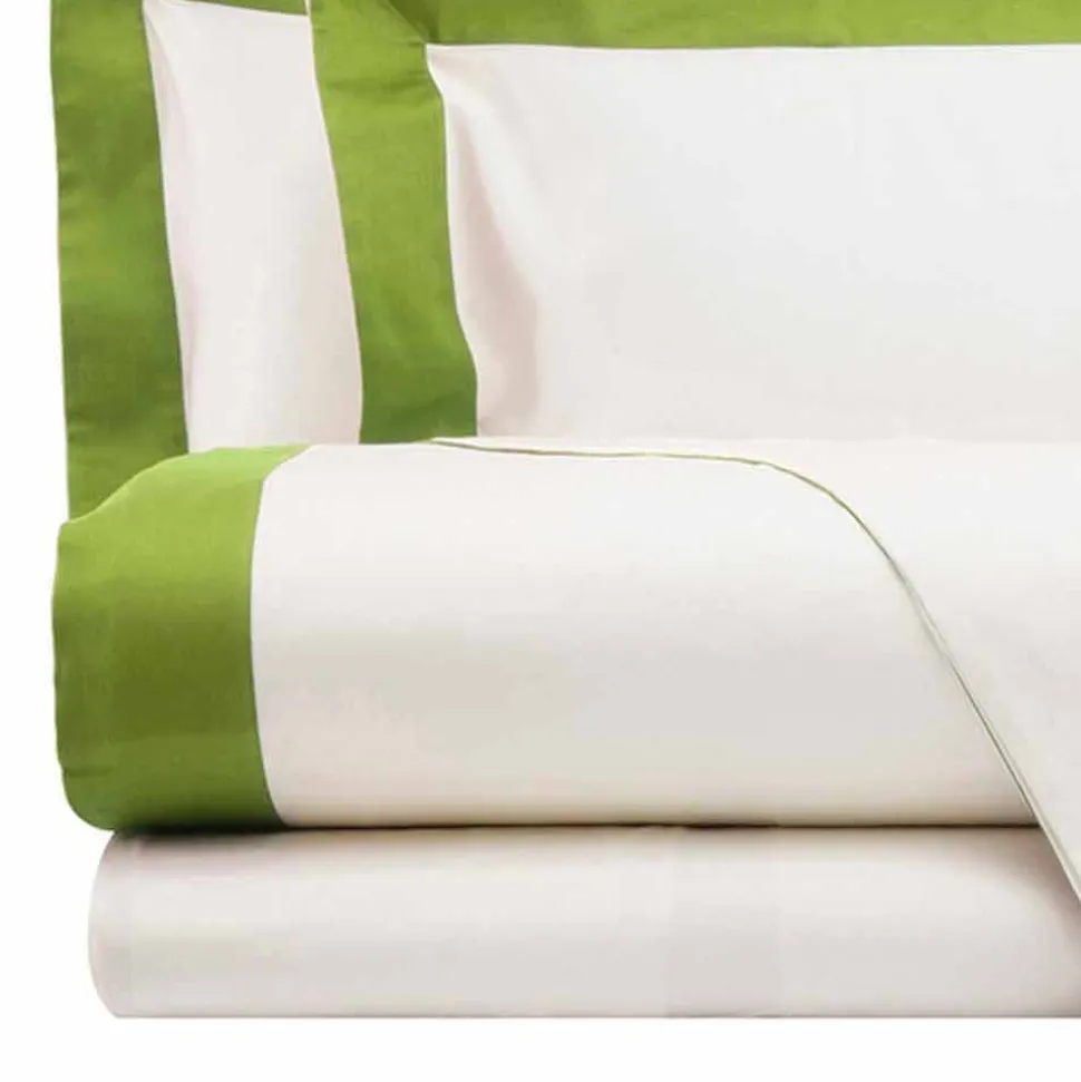 Completo Lenzuola da Letto Matrimoniale in Raso con Bordi Colorati - Giacinto