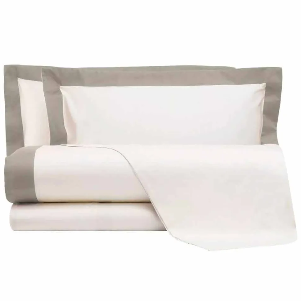 Completo Lenzuola da Letto Matrimoniale in Raso con Bordi Colorati - Giacinto