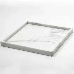 Composizione Accessori da Bagno in Marmo Bianco di Carrara Made in Italy - Tuono