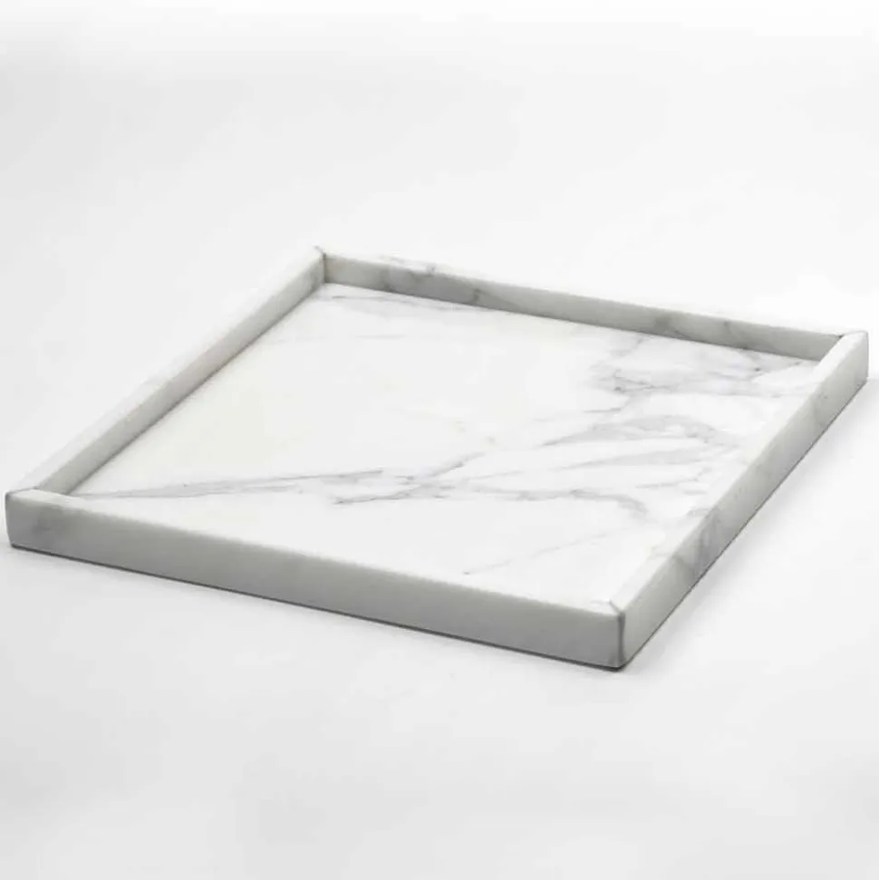 Composizione Accessori da Bagno in Marmo Bianco di Carrara Made in Italy - Tuono