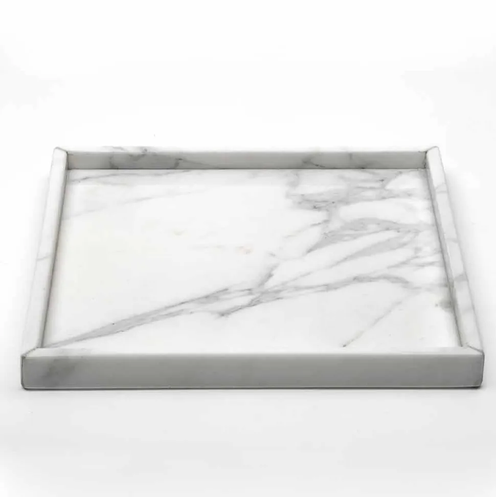 Composizione Accessori da Bagno in Marmo Bianco di Carrara Made in Italy - Tuono