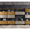 Composizione a Parete in MDF e Listellare Placcato Rovere Made in Italy - Marit