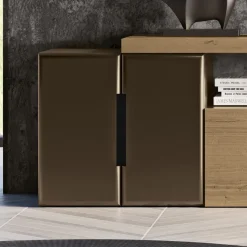Composizione a Parete Moderna in Finitura Rovere Nodato Nordico e Ferro - Siri